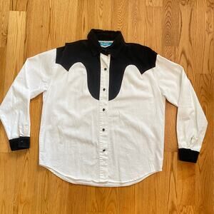 [Sold] Southwest Canyon vintage western shirt black & white corduroy button down
